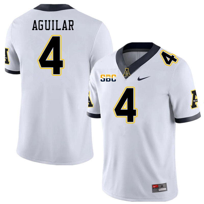 Men #4 Joey Aguilar Appalachian State Mountaineers College Football Jerseys Stitched Sale-White